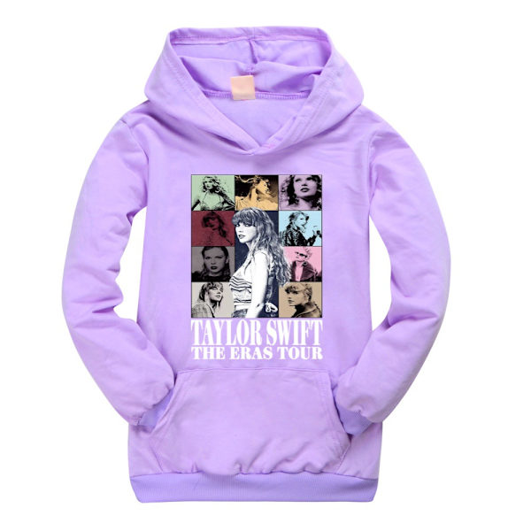 Taylor Swift The Eras Tour Trykket Hettegenser Høst Og Vinter Casual Barnegenser Purple 150cm