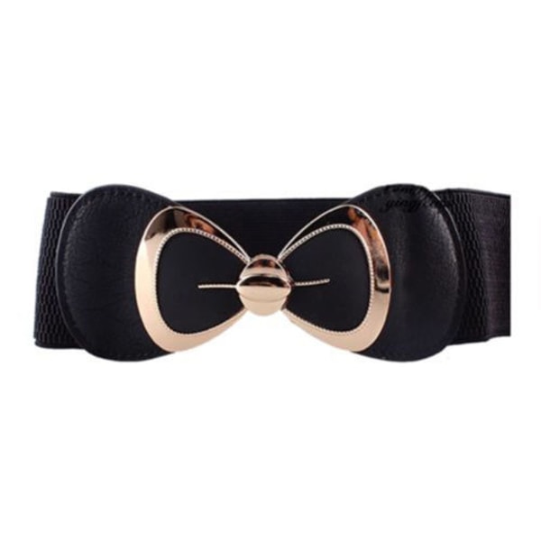 Kvinner Stretch Belte med Spenne Midjebelte Elastisk Korsett Midjebånd black