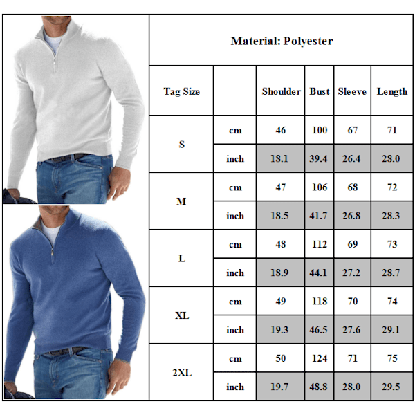 Herr Varm Dragkedja Halv Placket Krage Långärmad Casual Höst/vinter Solid Färg Black XL