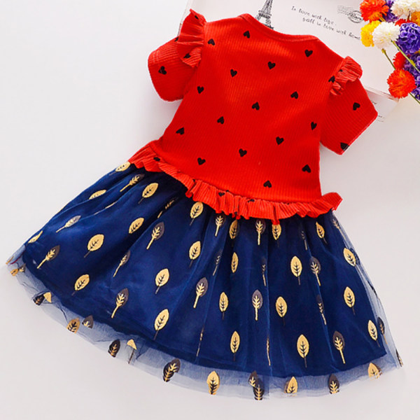 Barn Toddler Flickor Kortärmad Swing Tutu-klänning Sommarfest Födelsedagssolklänning 1-9 år Red L