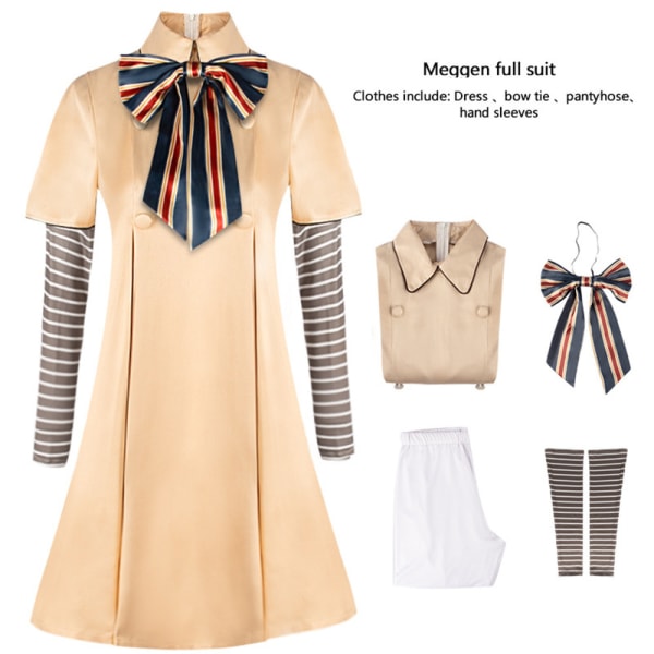 Barn M3GAN Cosplay Kostym Megan Klänning Topp Med Strumpor 150cm