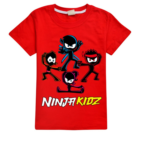 Ninja Kidz Pojkar T-shirt Tecknade Toppar Tee Barn Pojkar Flickor T-shirts Barnkläder Sommar Kortärmad Red 140cm