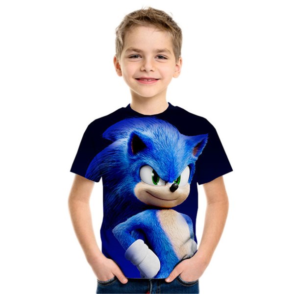 Sonic The Hedgehog Casual Kids Pojkar sommar kortärmad T-shirt D 130cm