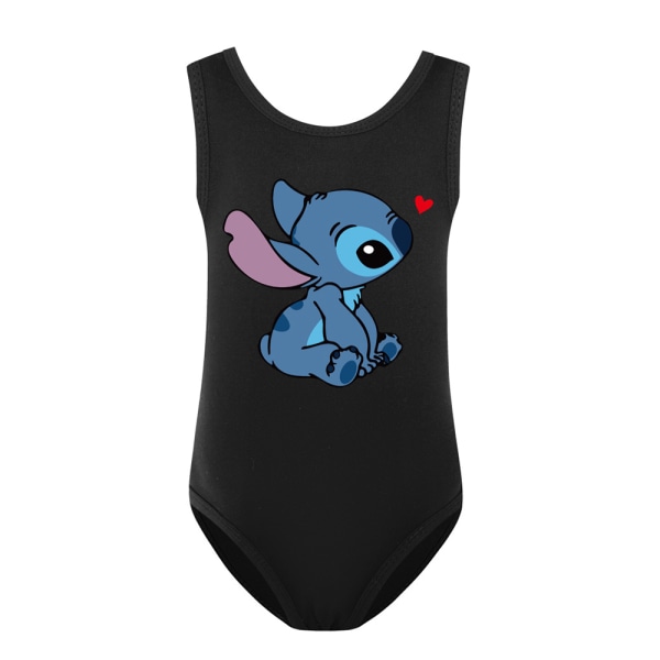 Flickas Baddräkt Heldräkt Ärmlös Simdräkt Leotard black 160cm