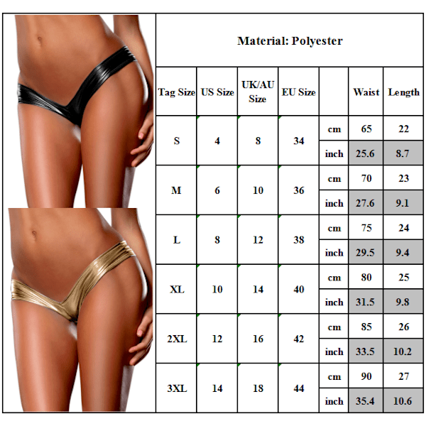 Kvinnor Låg Midja Sexiga Reflekterande G-string Trosor Underkläder Rose Red XL