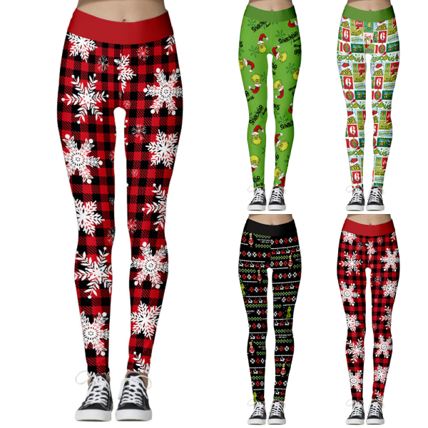 Dam Grinch Hög midja Jul Leggings Yoga Tight Xmas Gift D XL