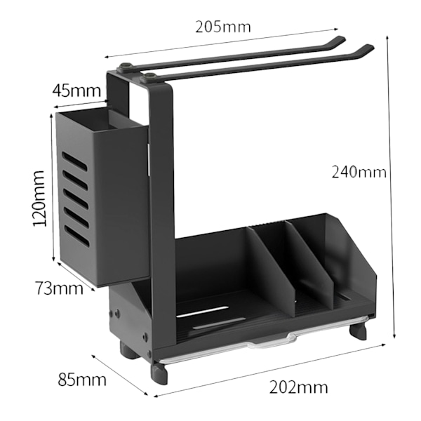 Keittiön järjestelyteline, pesualtaan järjestäjä 360° pyörivällä pyyhepidikkeellä, astianpesuaineen pidike, keittiöhylly, säilytysteline With cutlery set