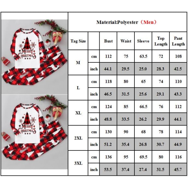 Julpyjamas Familj Dam Herr Barn Sovkläder Jul PJs Set Dad 3XL
