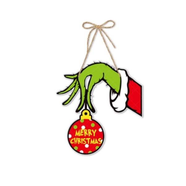 Julgrinch Hängande Skylt Dörrskylt Semesterdekoration God Jul A