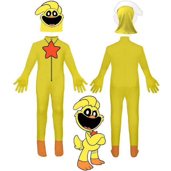Lasten Poppy Playtime -asu, haalari, esiintymisasu, naamiaisasu Yellow 130cm