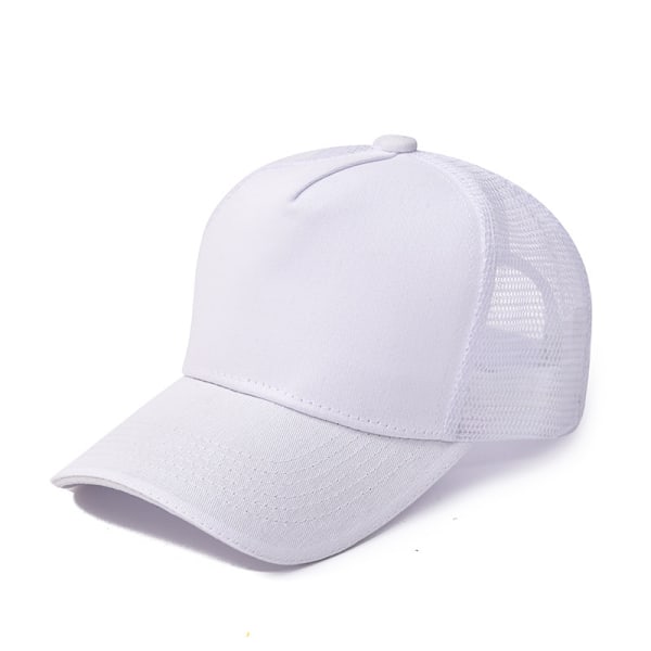 Sommer Blank Trucker Mesh Baseball Kasket Hip Hop Åndbar Snapback Cap White