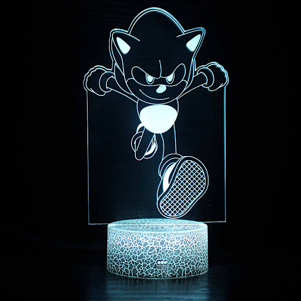 3D LED Nattbordslampe med Berøring for Soverom Sonic the Hedgehog Nattlys F