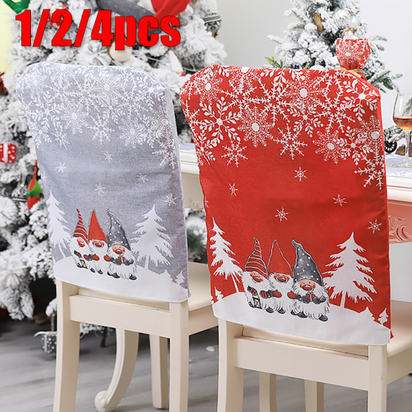 2 st Jul Matsalsstolsöverdrag Ornament för Jul Red 2pcs
