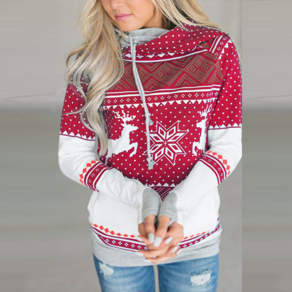Jul-pullover hoodie sport fritid vinter semesterkläder red
