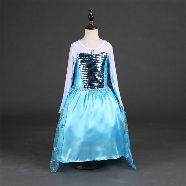 Girls Frozen Elsa Anna Princess Klänning blue 120 cm