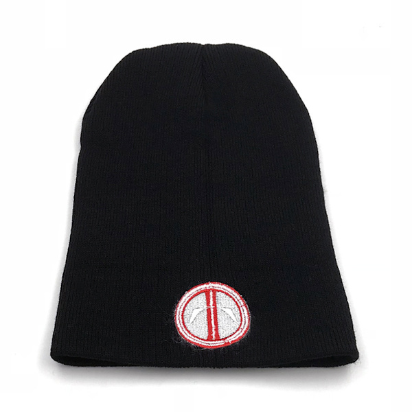 Deadpool Beaniehatt för Män och Kvinnor - Trendig Stickad Stretchhatt med Vikbar Kant - Broderad Skidmössa för Vintern Black