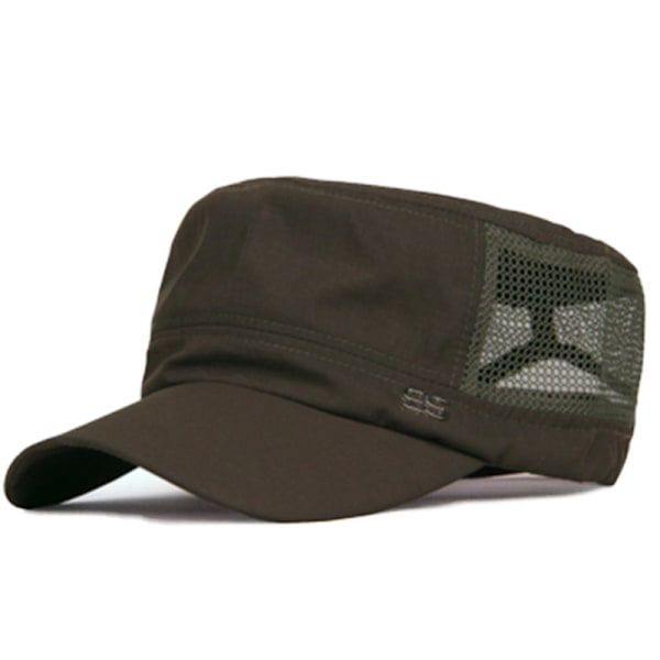 Mäns Retro Snapback Mesh Caps Solid Flat Baseball Mössor Army Green