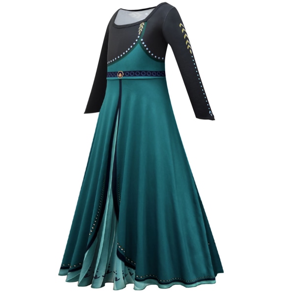 Prinsessan Anna klänning kjol, Kid Costume, tjej kjol green 120cm