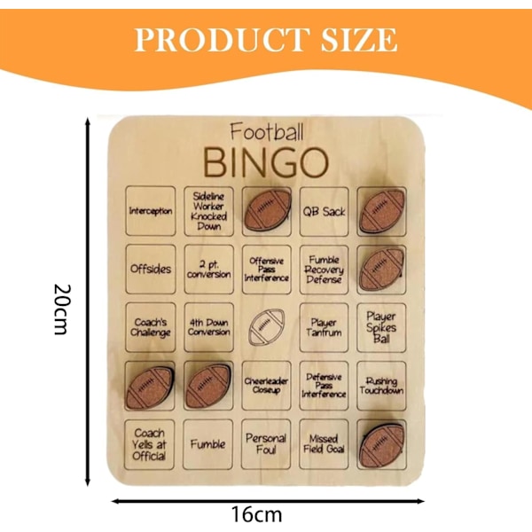 Boll B-ingo Spel, Fotbollstema B-ingo Spel i Trä, Tre-i-rad Brädspel, Sportkort Familjespelkväll Träspel Gåva för Vuxna 2PCS