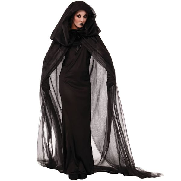 Party Kvinder Anime Cosplay Halloween Heksekappe Kostume Sort Cloak suit