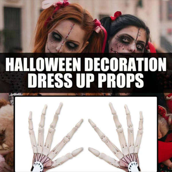 Halloween Artikulerade Fingrar Flexibla Förlängningar Skelett Cos White left hand
