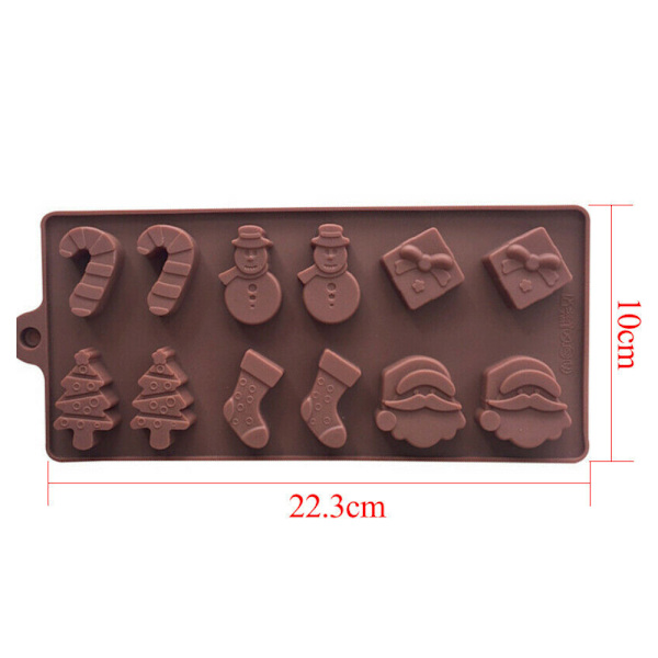 3D 12 Huller Jul Silikoneform Chokolade Kage Bageform