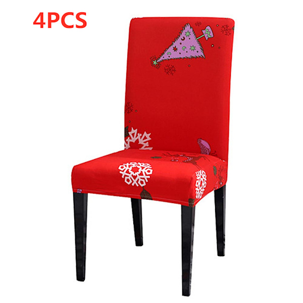 4 st Elastiska Stolsöverdrag för Julmatbord Juldekoration Falling snow 4PCS