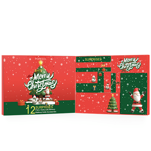 Julkalender med 12 Dagar Nedräkning Makeup Kosmetik Tillbehör Kit Överraskning Blind Box Presenter