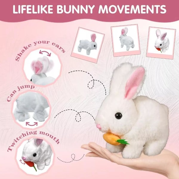 Bunby, Min Realistiske Kaninleke, Interaktiv Plysjkaninrobot for Bursdag Påske White