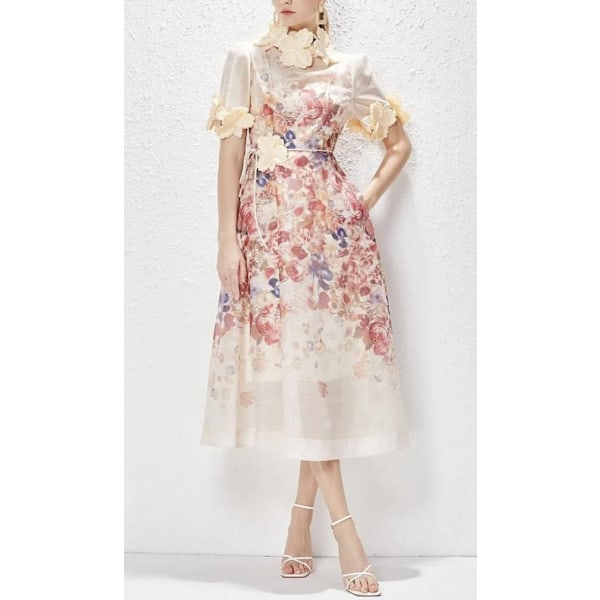 LUMINOSITY LIFTOFF FLOWER MIDI Dame Kjole Apricot M