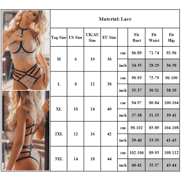 Dameundertøjssæt Bandage Babydoll Sexet undertøj XL