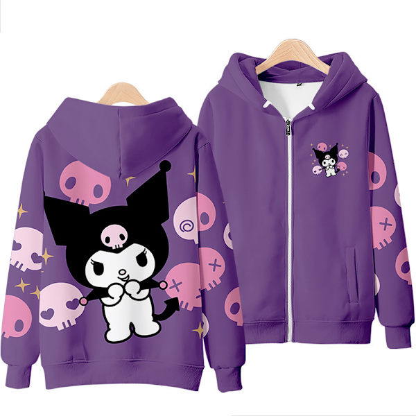 Kuromi Hættetrøje Dame Langærmet Pullover Pige Tegneserie Lynlås Jakke A S