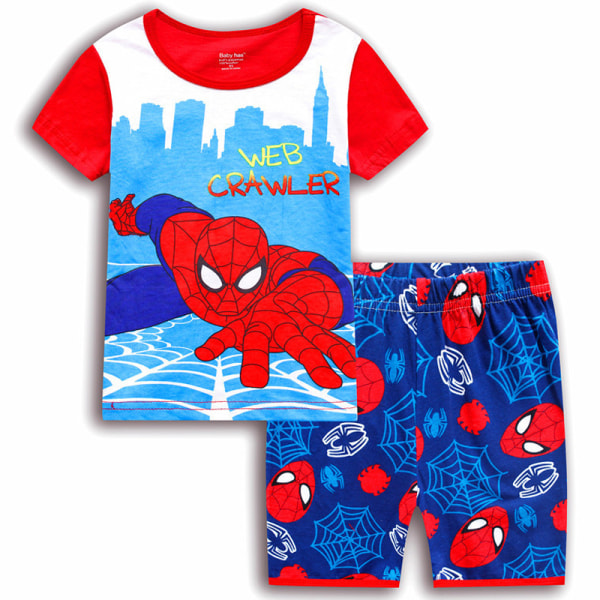 Småbarn Pojke Spiderman Pyjamas Set T-shirt Nattkläder Red - Blue 120