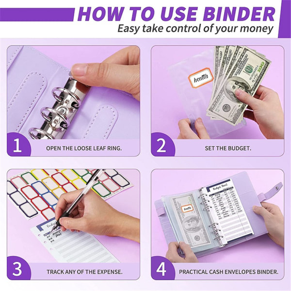 Notebook Cash Organizer Budget Pärm Plånbok Planer Kuvert purple