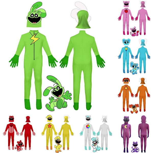 Lasten Poppy Playtime -asu, haalari, esiintymisasu, naamiaisasu Green 110cm