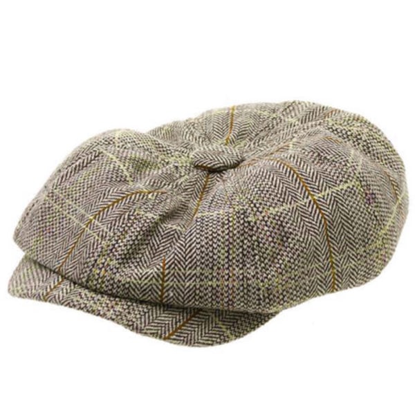 Män Peaky Blinders Hatt Newsboy Flat Cap Rutiga Gatsby Cap Khaki