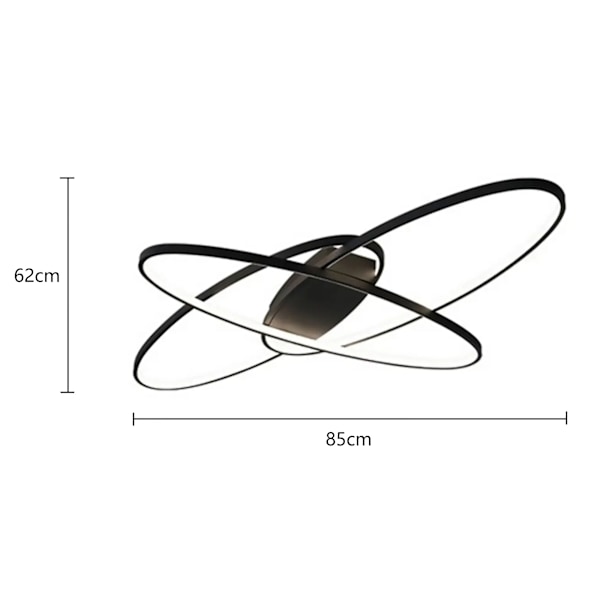 [Snabb Leverans] LED Vardagsrumslampa Taklampa - Dimbar med Fjärrkontroll - Modern Oval Design - Matsalslampa Takbelysning Black