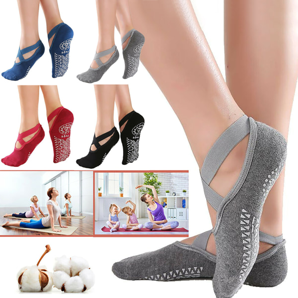 Pilates Barre Yoga Socks för kvinnor Dance Gym Fitness Grey 1 pair