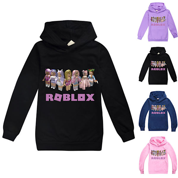 Pojkar Flickor Roblox Hoodie Tröja Pullover Vinterpresent black 150cm