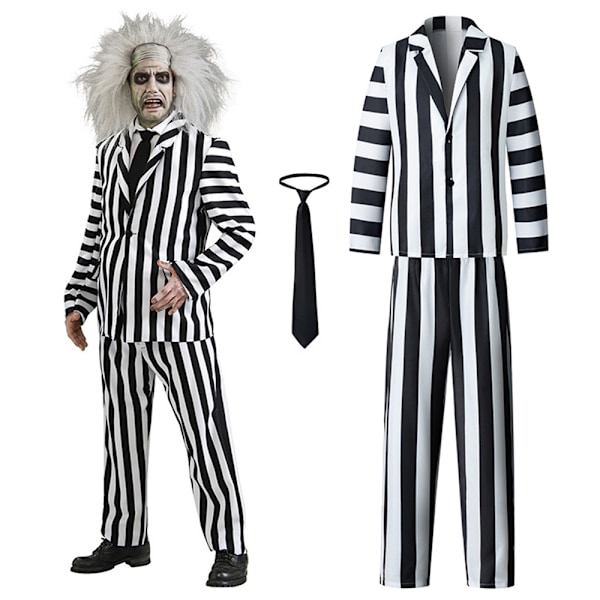 Beetlejuice Herr Halloween Filmkaraktär Union Suit Kostym Sovpyjamas Spöke Utstyr & Halloween XL