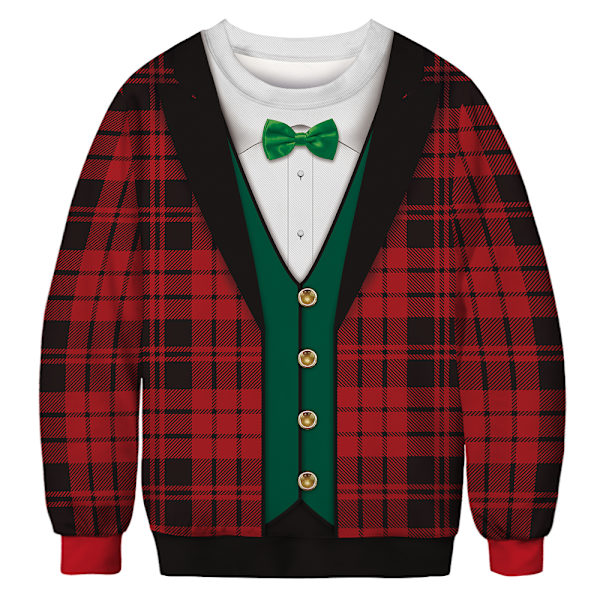 Kvinder langærmet juleprintet trøje Casual sweatshirt Plaid XXL