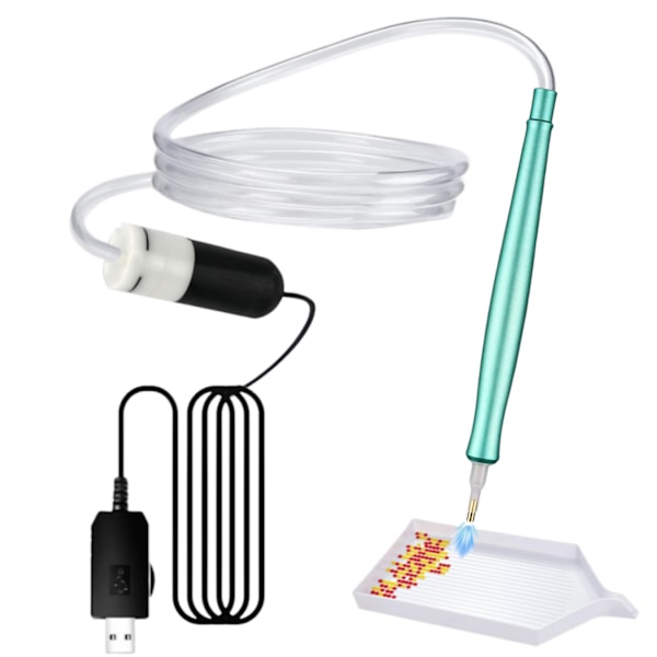 DIY Hantverk Vakuum Diamantmålningspennor Kit för Diamantkonst Tillbehör Verktyg Green