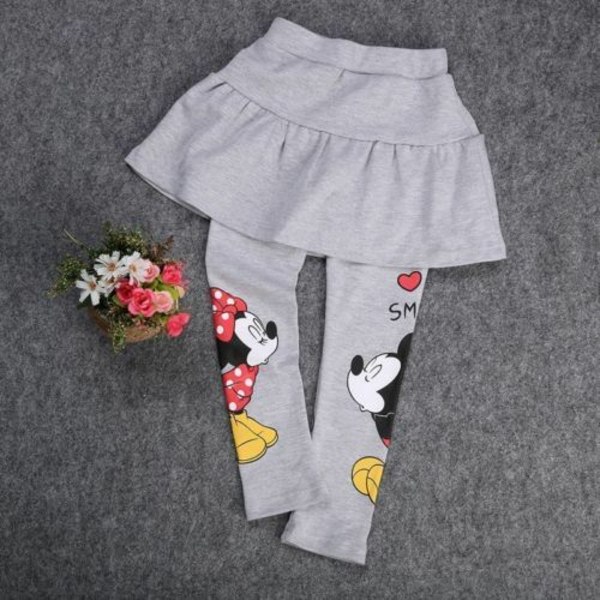 Tjej Musse Pigg Minnie Mouse Långbyxor Kjol Legging Black 110