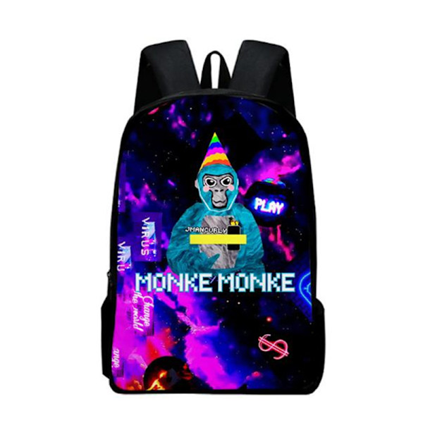 Game Gorilla 3D-tryckt ryggsäck Casual ryggsäck Lätt stor kapacitet Resa Laptop ryggsäck A