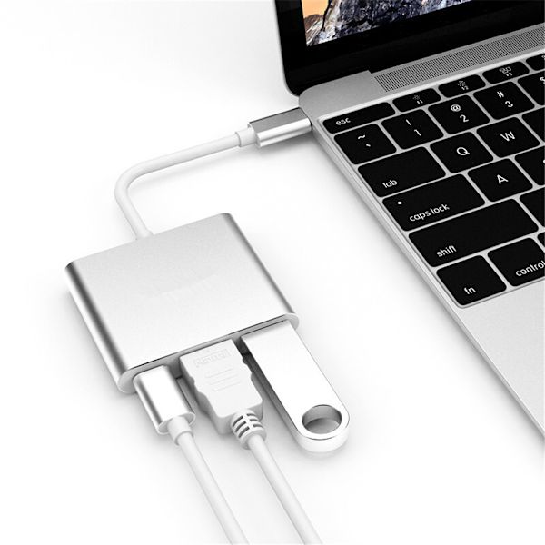 Type-C USB till USB-C HDMI 4K USB3.0 HUB-kabel Digital AV-adapter Black Line