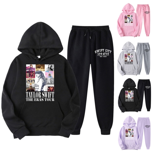 Tractsuit för kvinnor Taylor Sportswear 2-delad Hooded+Sport Byx Set pink M