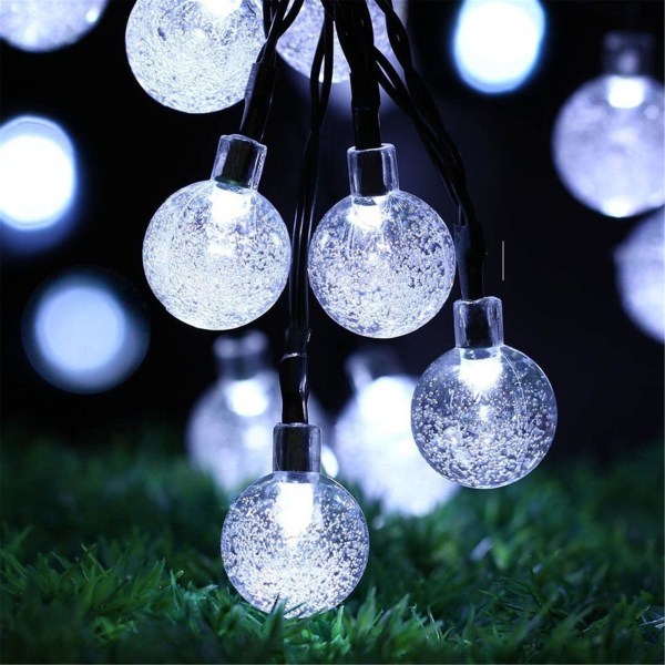 Solar String Lights Fairy Crystal Ball Lights Juldekor white 12 meters 100 lights