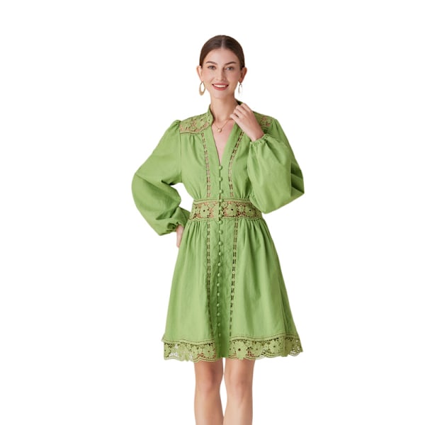 AUGUSTI DJUP URRINGNING MINI KLÄNNING Green L