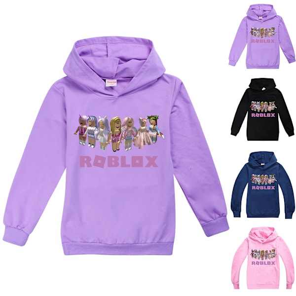 Pojkar Flickor Roblox Hoodie Tröja Pullover Vinterpresent purple 140cm