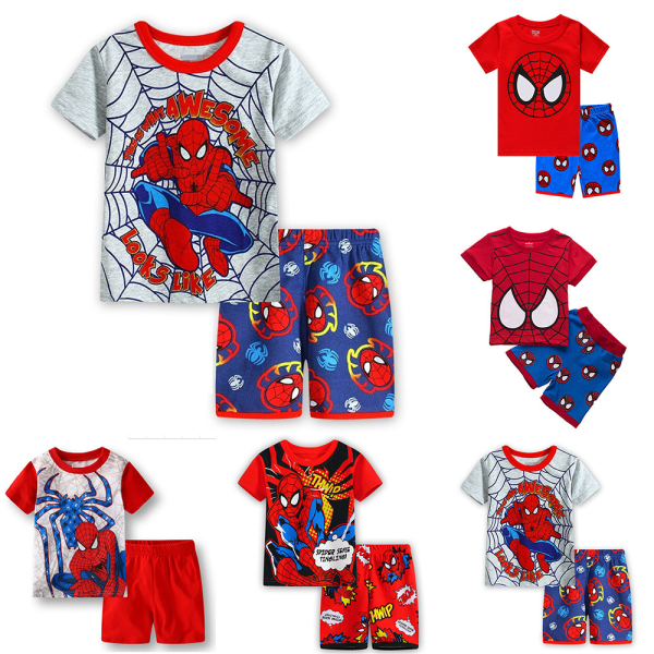 Marvel Spiderman Boys tvådelad kortärmad T-shirt och shorts D 100cm